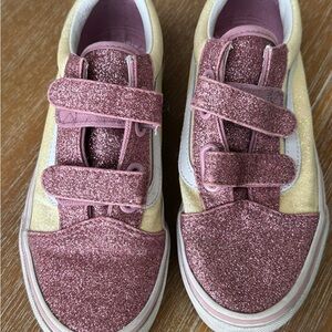 Kids Glitter Velcro Sneakers - Pink and cream